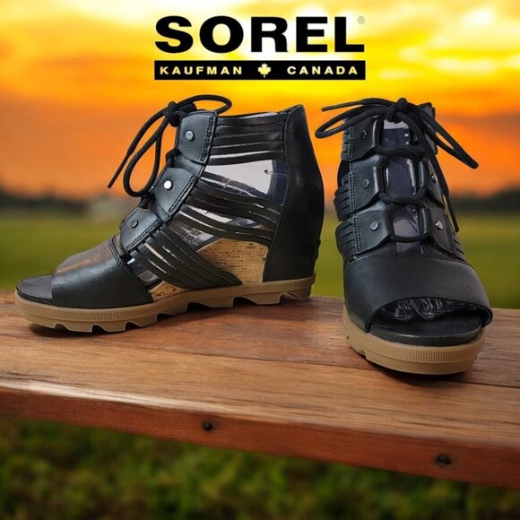 Sorel Joanie II Lace Wedge Sandals 9.5 - Chic & Comfy! - Picture 1 of 8